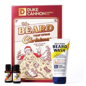 Duke Cannon The Beard That Stole Christmas Beard Wash & Beard Oil 3Pc Gift Set